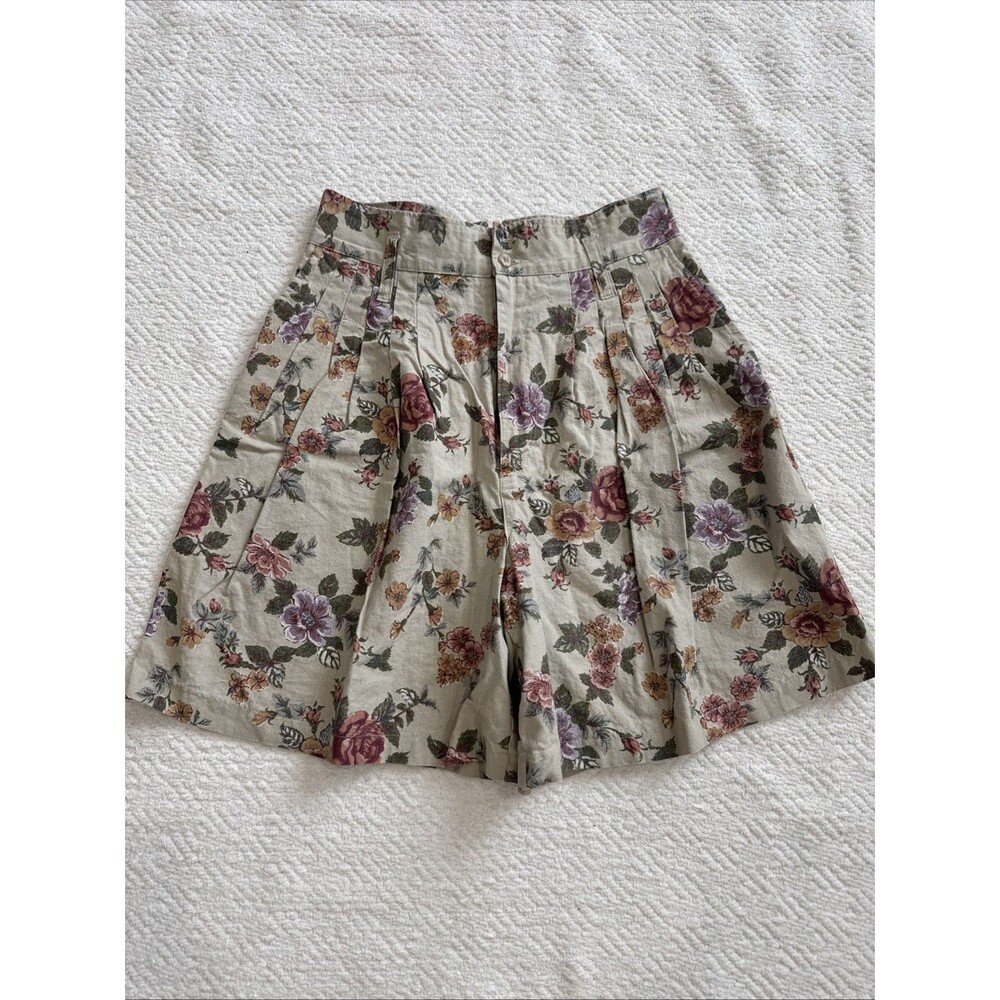 Vintage Ivy Club Classics Shorts Size 11/12Floral High Waist 90s Y2K Mom Pleated